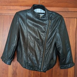 LA Made Asymmetric Cropped Leather Jacket